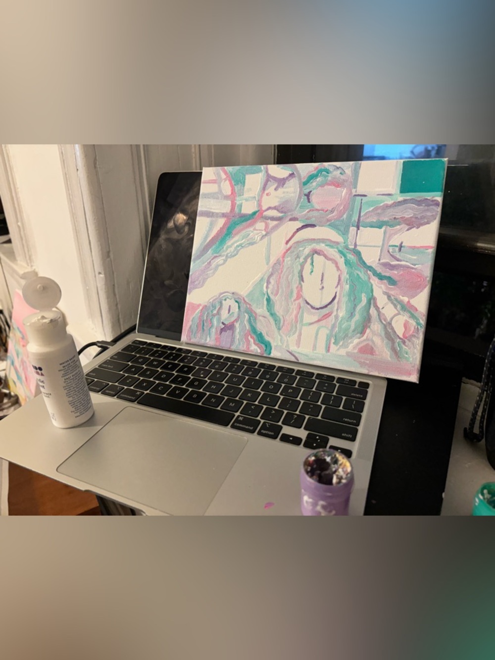 Abstract Pastel Canvas Art - Pink, Teal & Lavender